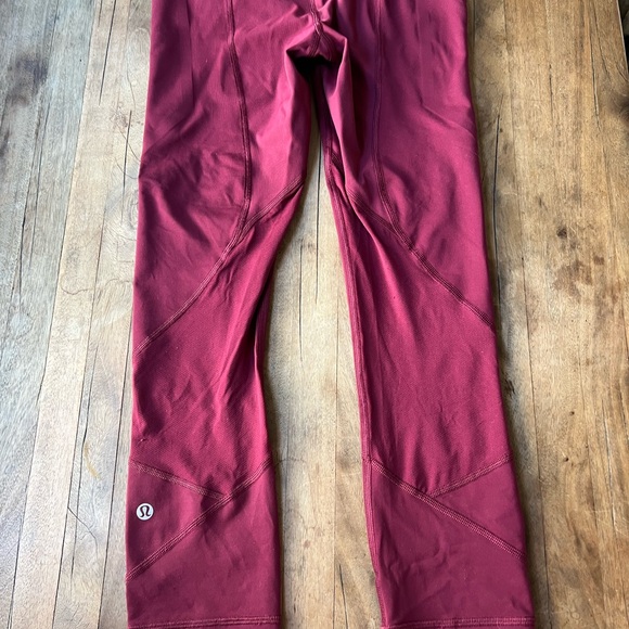 Lululemon crop leggings, burgundy color, great condition! - Picture 2 of 2
